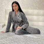 Зимова велюрова жіноча піжама BO.Brand (на запах зі штанами)