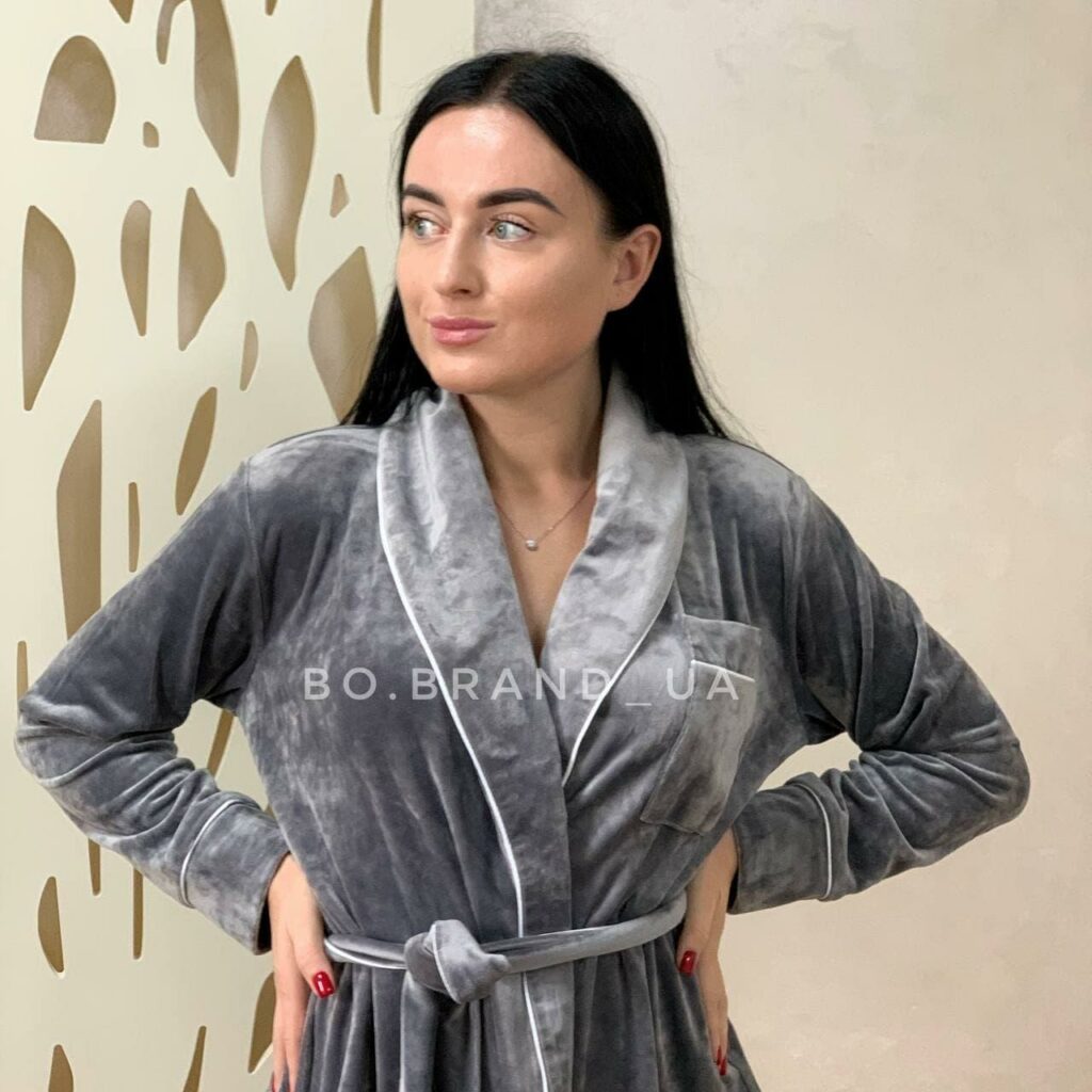 Зимова велюрова жіноча піжама BO.Brand (на запах зі штанами) зображення 2