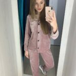 Жіноча домашня піжама BO.Brand на ґудзиках і штани, колір пудровий