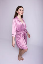 Жіночий халат та сорочка BO.Brand (шовк, пудровий) - Зображення 4