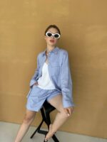 Жіночий льняний костюм BO.Brand (сорочка та шорти) - Зображення 3