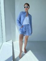 Жіночий льняний костюм BO.Brand (сорочка та шорти) - Зображення 2