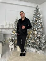 Чоловіча велюрова піжама BO.Brand чорний колір - Зображення 7