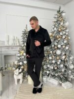 Чоловіча велюрова піжама BO.Brand чорний колір - Зображення 8