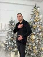 Чоловіча велюрова піжама BO.Brand чорний колір - Зображення 11