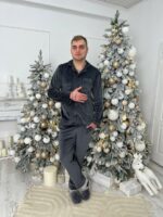 Піжама чоловіча шовкова BO.Brand чорний колір - Зображення 7