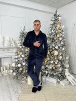 Чоловіча велюрова піжама BO.Brand синій колір - Зображення 7