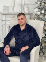 Чоловіча велюрова піжама BO.Brand синій колір - Зображення 6