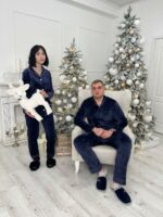 Парні піжами BO.Brand, сорочка та штани з кишенями, колір синій - Зображення 6