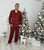 Парні піжами BO.Brand, комплект сорочки та штани у червону клітинку - Зображення 5