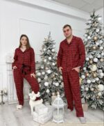 Парні піжами BO.Brand, комплект сорочки та штани у червону клітинку - Зображення 4