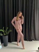Жіноча піжама шовкова BO.Brand 2 в 1, колір пудра - Зображення 5