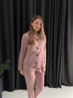 Жіноча піжама шовкова BO.Brand 2 в 1, колір пудра - Зображення 6