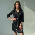 Жіноча шовкова сорочка BO.Brand для дому, колір чорний - Зображення 5