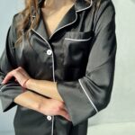 Жіноча шовкова сорочка BO.Brand для дому, колір чорний - Зображення 6