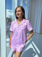 Сатинова жіноча піжама BO.Brand в рожеву смужку - Зображення 6