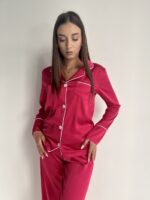 Піжама шовкова малинова BO.Brand, сорочка та штани - Зображення 7