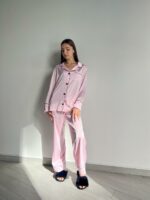 Піжама шовкова жіноча BO.Brand, сорочка та штани, світло-рожевий - Зображення 5