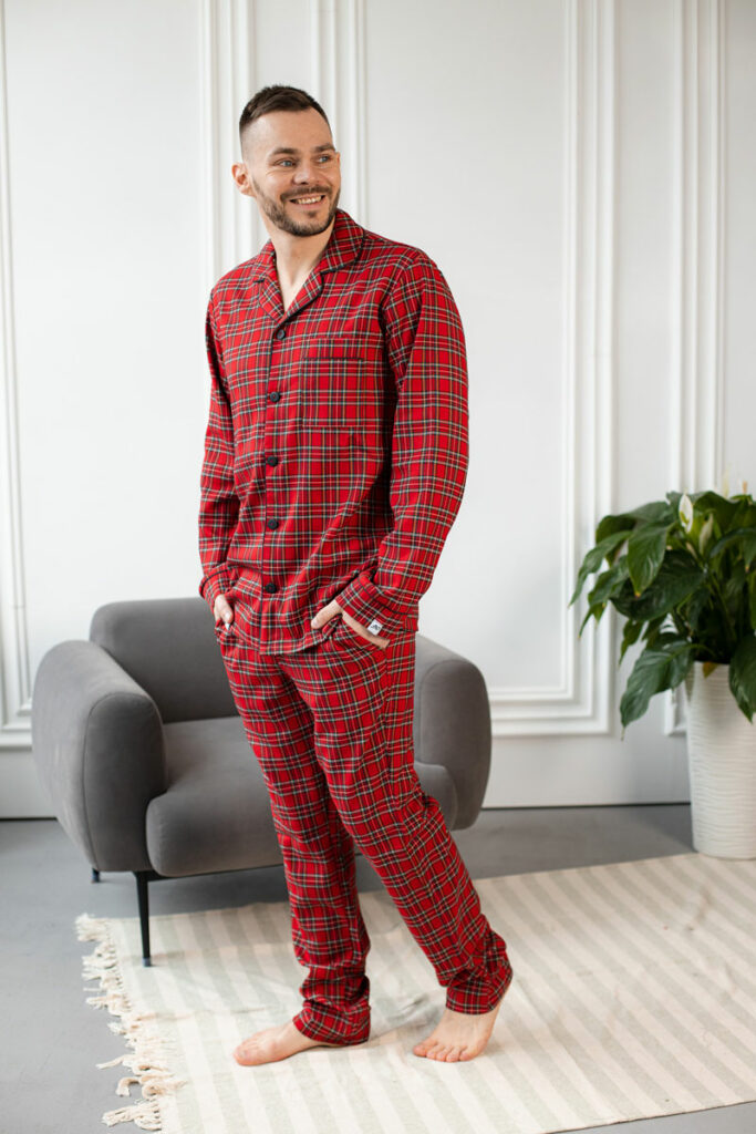 Чоловіча котонова піжама BO.Brand, колір червоний