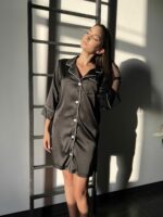 Жіноча шовкова сорочка BO.Brand для дому, колір чорний - Зображення 13