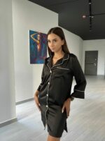 Жіноча шовкова сорочка BO.Brand для дому, колір чорний - Зображення 11