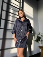 Жіноча шовкова піжама BO.Brand для дому, колір синій - Зображення 6