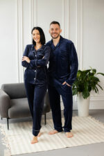 Парні піжами BO.Brand, сорочка та штани з кишенями, колір синій - Зображення 15