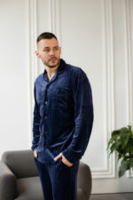 Чоловіча велюрова піжама BO.Brand синій колір - Зображення 17