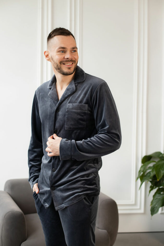 Тепла чоловіча піжама BO.Brand у кольорі графіт зображення 2