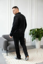 Чоловіча велюрова піжама BO.Brand чорний колір - Зображення 3