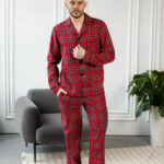 Чоловіча котонова піжама BO.Brand, колір червоний в клітинку