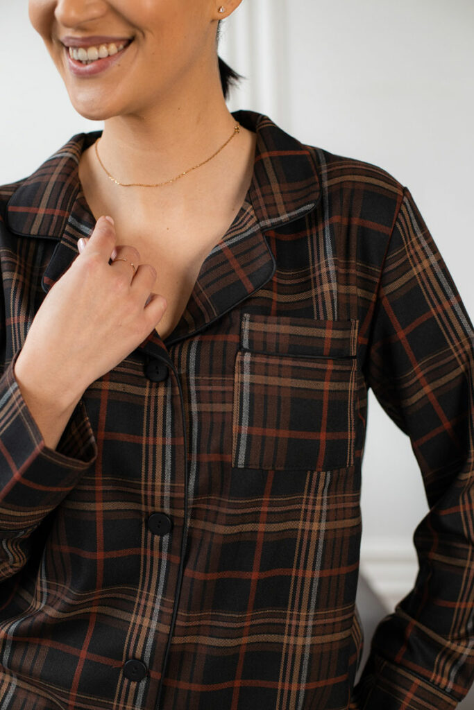 Жіноча піжама BO.Brand котон коричнева клітинка зображення 7