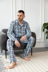 Чоловіча піжама BO.Brand в клітинку у блакитному кольорі