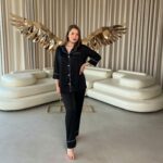 Жіноча піжама BO.Brand шовкова, сорочка та штани, колір чорний