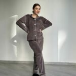 Тепла жіноча піжама BO.Brand на ґудзиках зі штанами (домашній костюм)