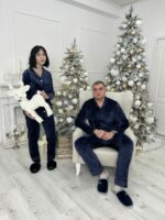 Парні піжами BO.Brand, сорочка та штани з кишенями, колір синій - Зображення 11