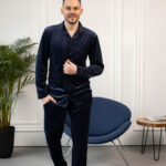 Чоловіча велюрова піжама BO.Brand синій колір