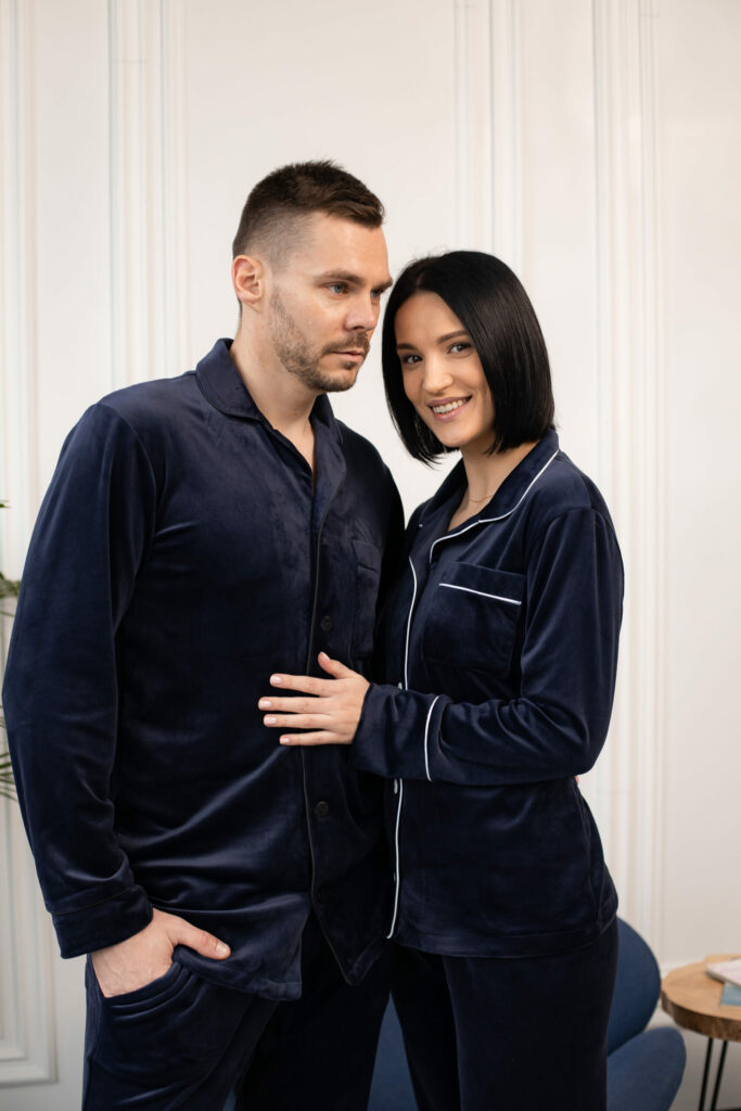 Парні піжами BO.Brand, сорочка та штани з кишенями, колір синій зображення 2