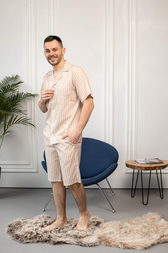 Чоловіча лляна піжама BO.Brand у бежевому кольорі