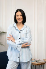 Жіноча сорочка та штани BO.Brand, піжама у блакитну смужку - Зображення 10