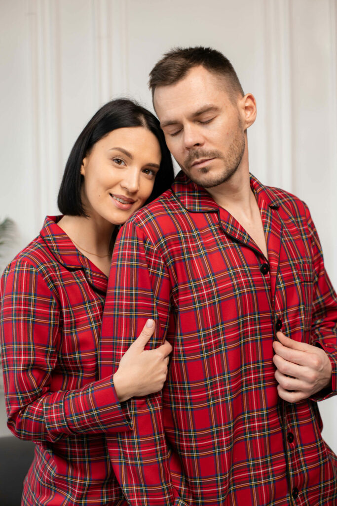 Сімейні піжами BO.Brand червоні у клітинку (чоловіча та жіноча піжами, котон) зображення 2