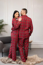 Сімейні піжами BO.Brand червоні у клітинку (чоловіча та жіноча піжами, котон) - Зображення 5