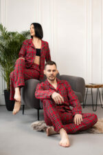 Сімейні піжами BO.Brand червоні у клітинку (чоловіча та жіноча піжами, котон) - Зображення 22