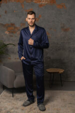 Піжама чоловіча шовкова BO.Brand синій колір - Зображення 3