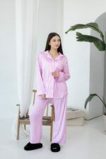 Жіноча піжама BO.Brand двійка, сорочка та штани, рожева смужка - Зображення 10