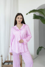 Жіноча піжама BO.Brand двійка, сорочка та штани, рожева смужка - Зображення 16