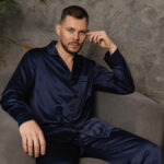 Піжама чоловіча шовкова BO.Brand синій колір