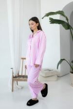 Жіноча піжама BO.Brand двійка, сорочка та штани, рожева смужка - Зображення 12