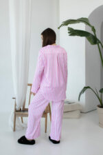 Жіноча піжама BO.Brand двійка, сорочка та штани, рожева смужка - Зображення 14