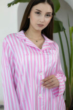 Жіноча піжама BO.Brand двійка, сорочка та штани, рожева смужка - Зображення 17